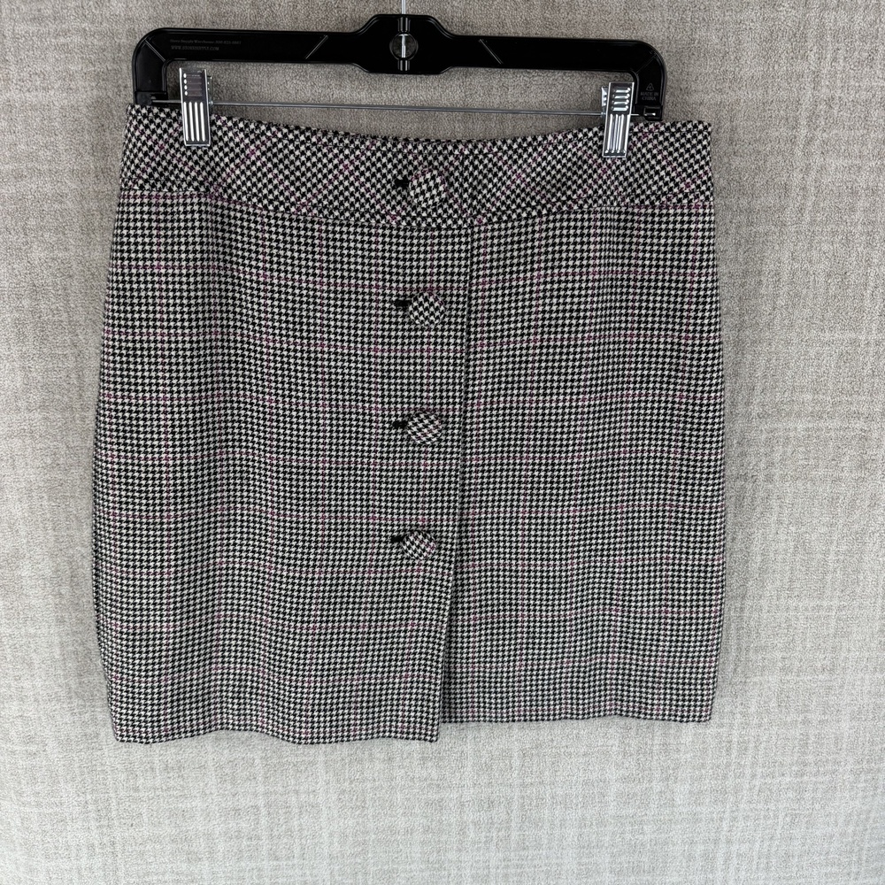LOFT Skirt Womens 8 Black Straight & Pencil Knee Length Tweed Zip Workwear